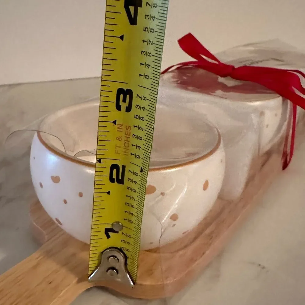 Magenta Home Holiday Dip Bowls Wood Base Paddle NEW